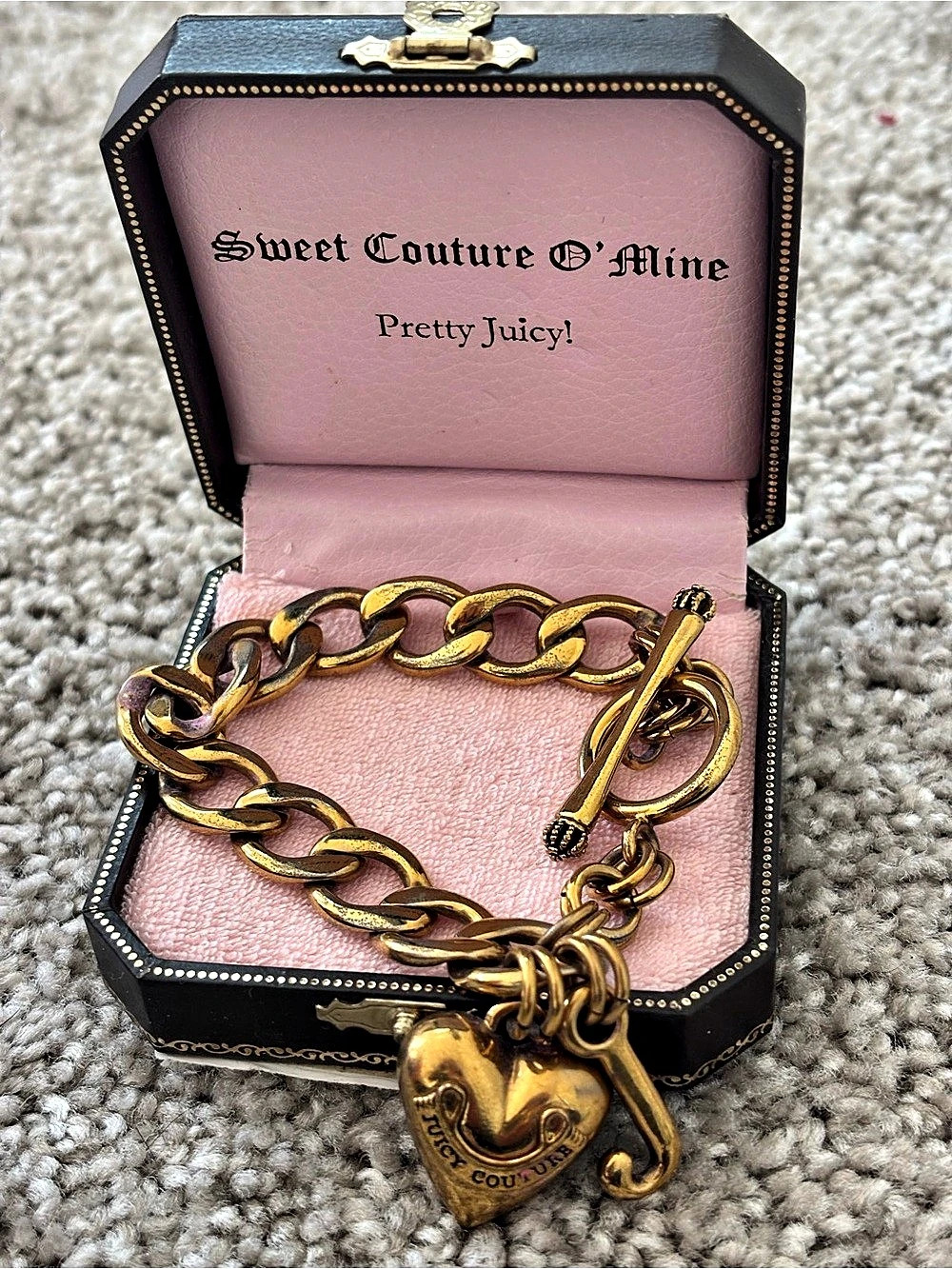 Y2K Juicy Couture Sweet Couture D'Mine Gold-Tone Charm Bracelet